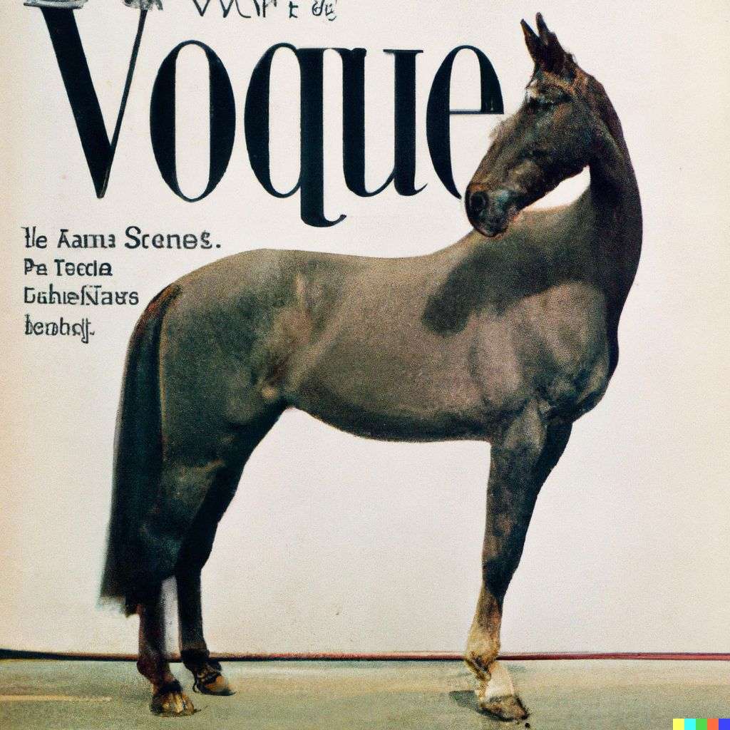a horse, front cover of Vogue, 1960
